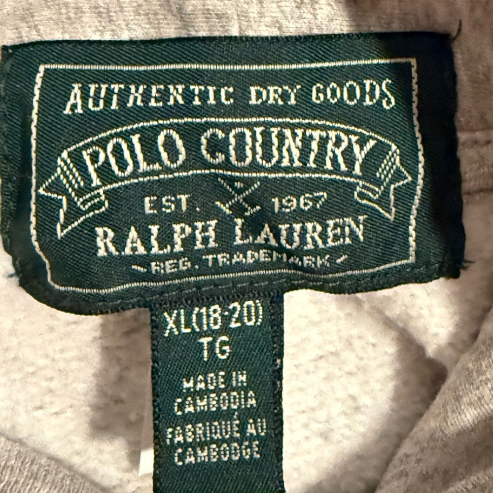 Ralph Lauren Polo Country Boy’s Grey Graphic Polo Bear W/ Truck Hoodie, size XL - Picture 10 of 14